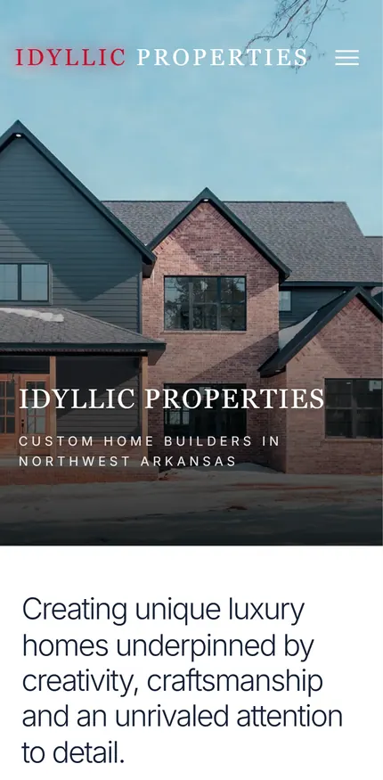 Idyllic Properties website on a mobile screen