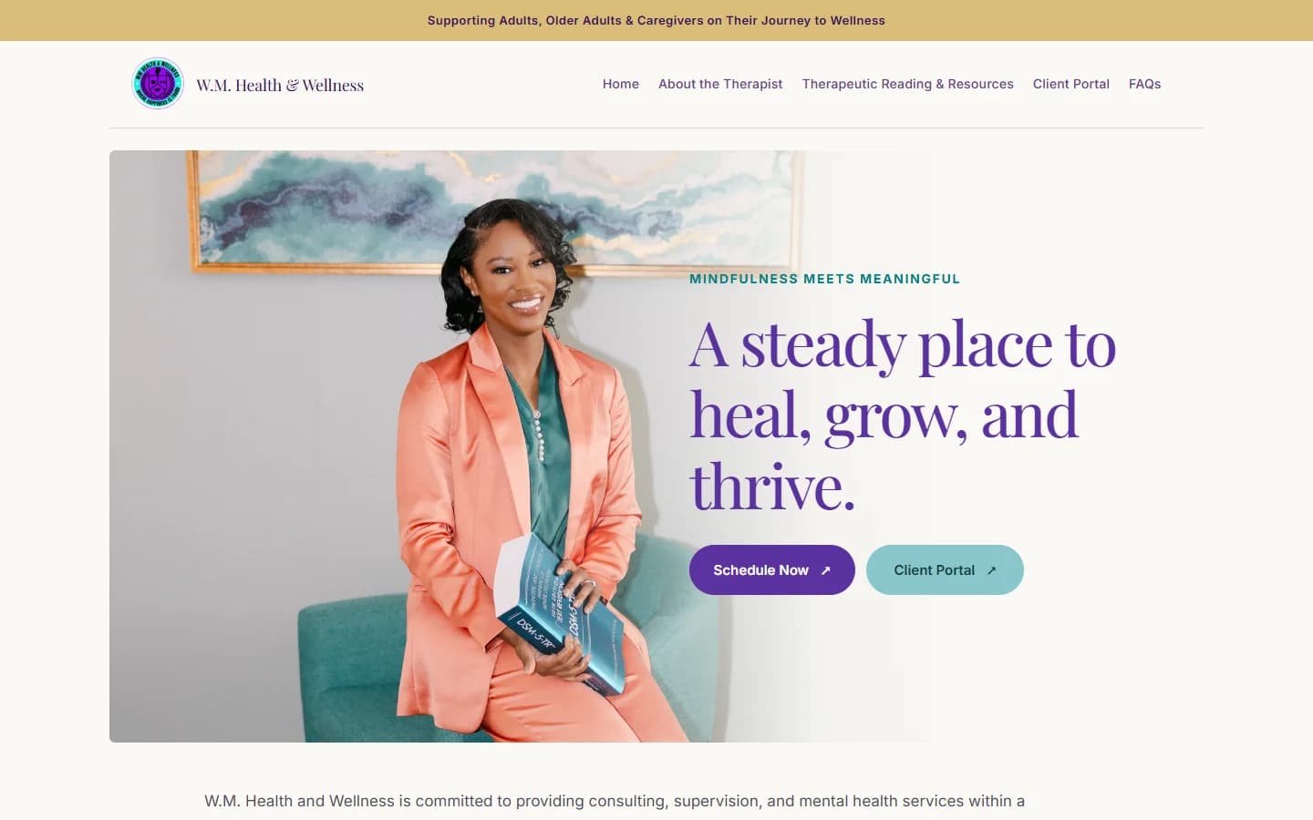 W.M. Health and Wellness public practice website featuring Wansley Harrison