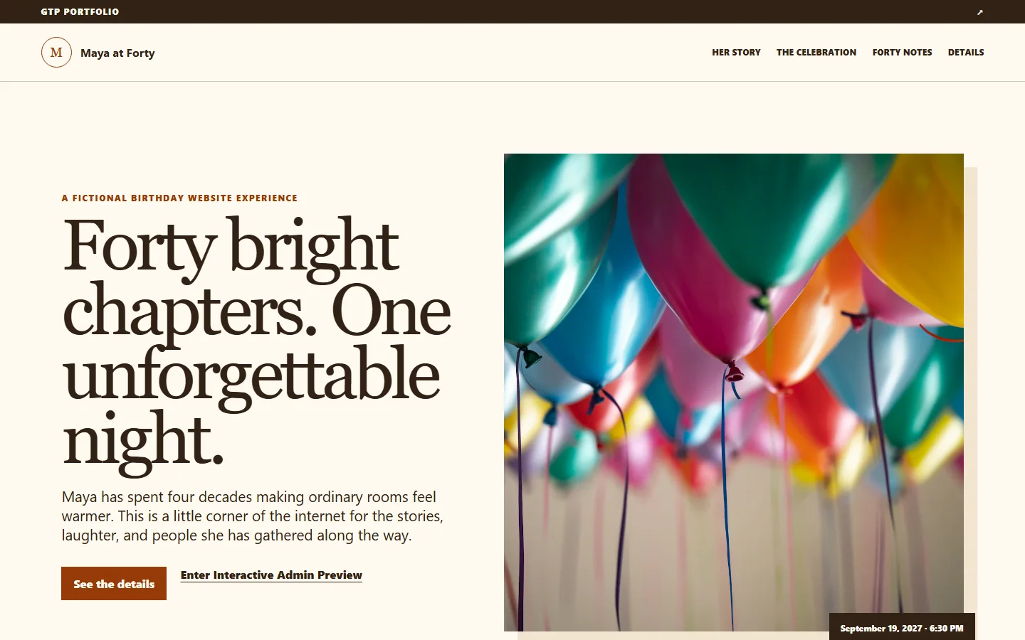 Birthdays desktop guest experience preview