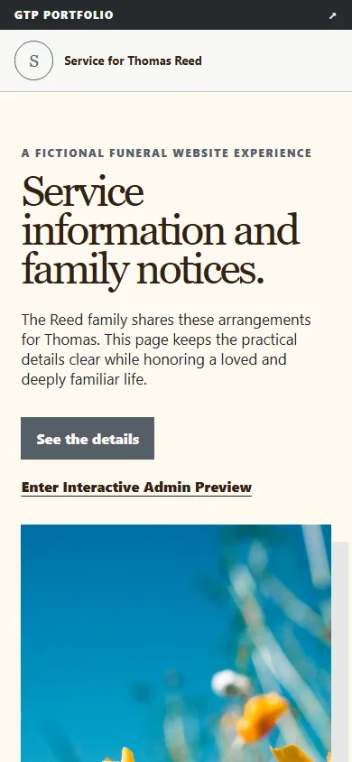 Funerals mobile guest experience preview