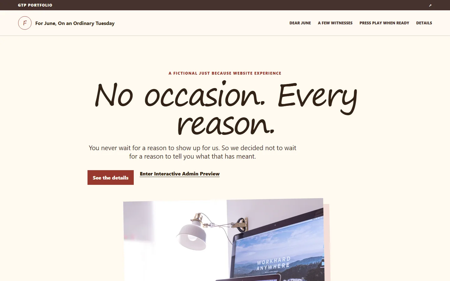Just Because desktop guest experience preview
