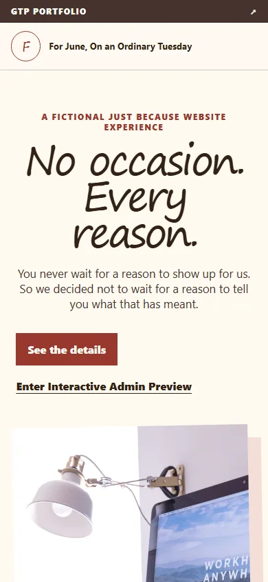 Just Because mobile guest experience preview
