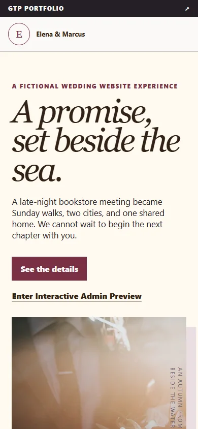 Weddings mobile guest experience preview